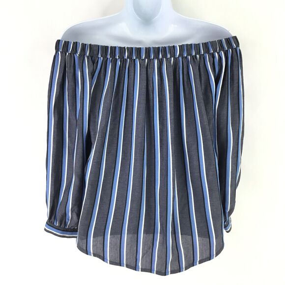Express Reversible Top Women XS Red White Blue Stripe Off the Shoulder Patriotic - Picture 7 of 13